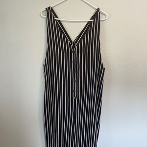 AUDREY 3+1 Lg black/white strip crop pants romper